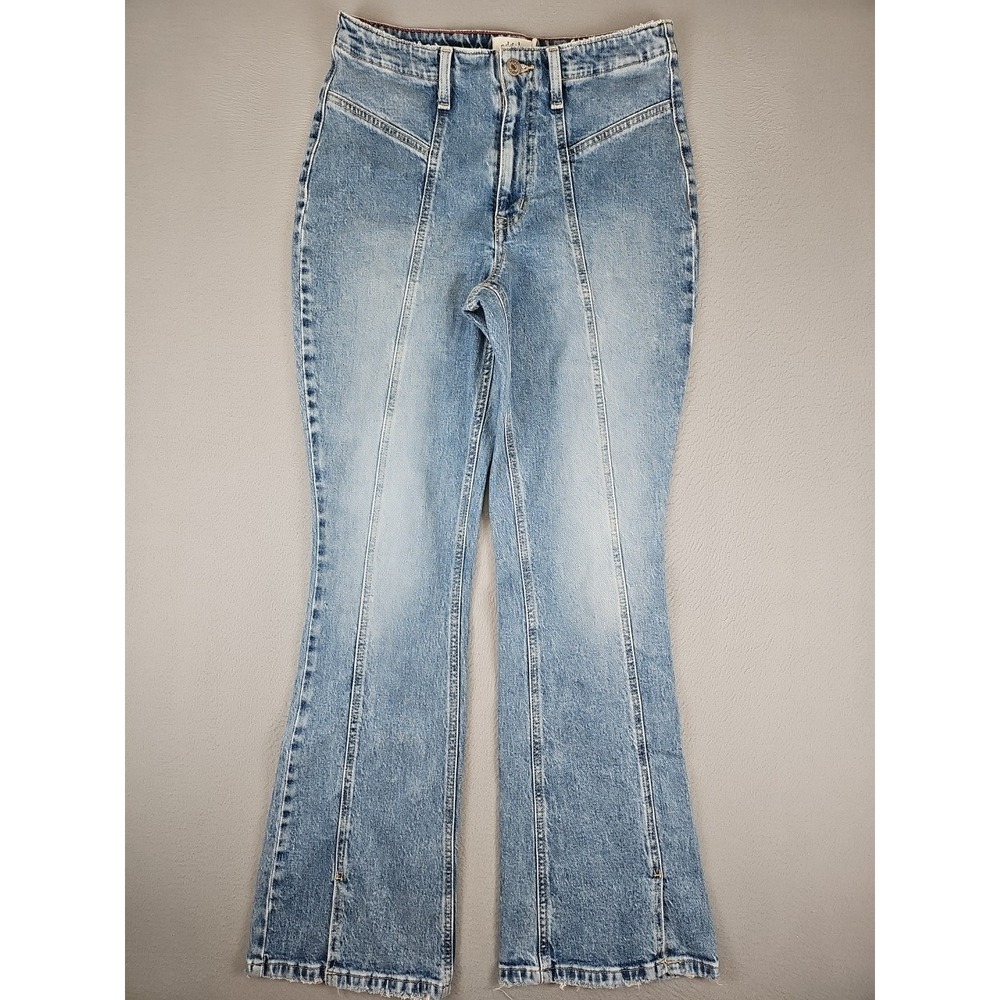 Edgely Flare Jeans Women's Size 10 28x31 High Rise Faded Light Wash Split Hem